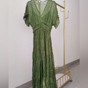 green emerald velvet dress ba&sh FANNY Dress  MAAC London